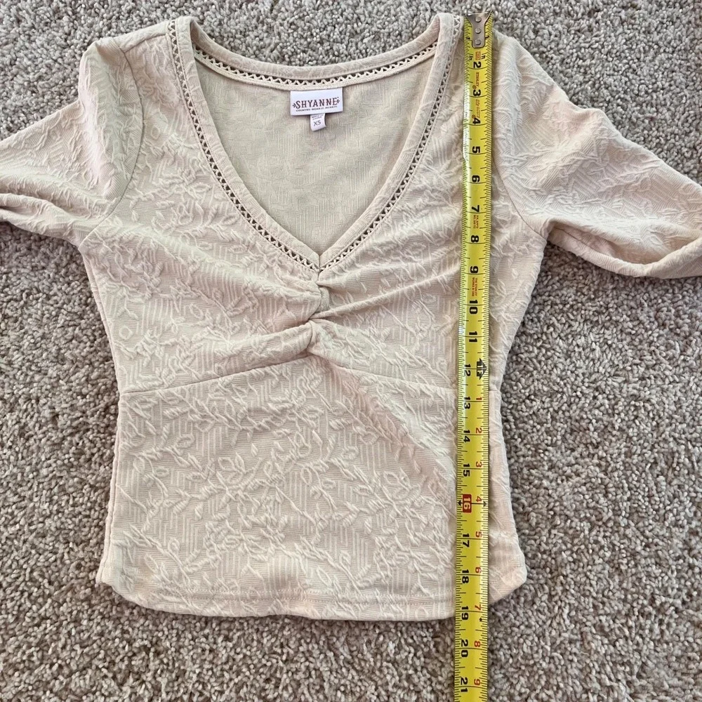 Shyanne Top XS Cream Textured Knit Bell Sleeve Boho Western Festival Romantic - Picture 5 of 8